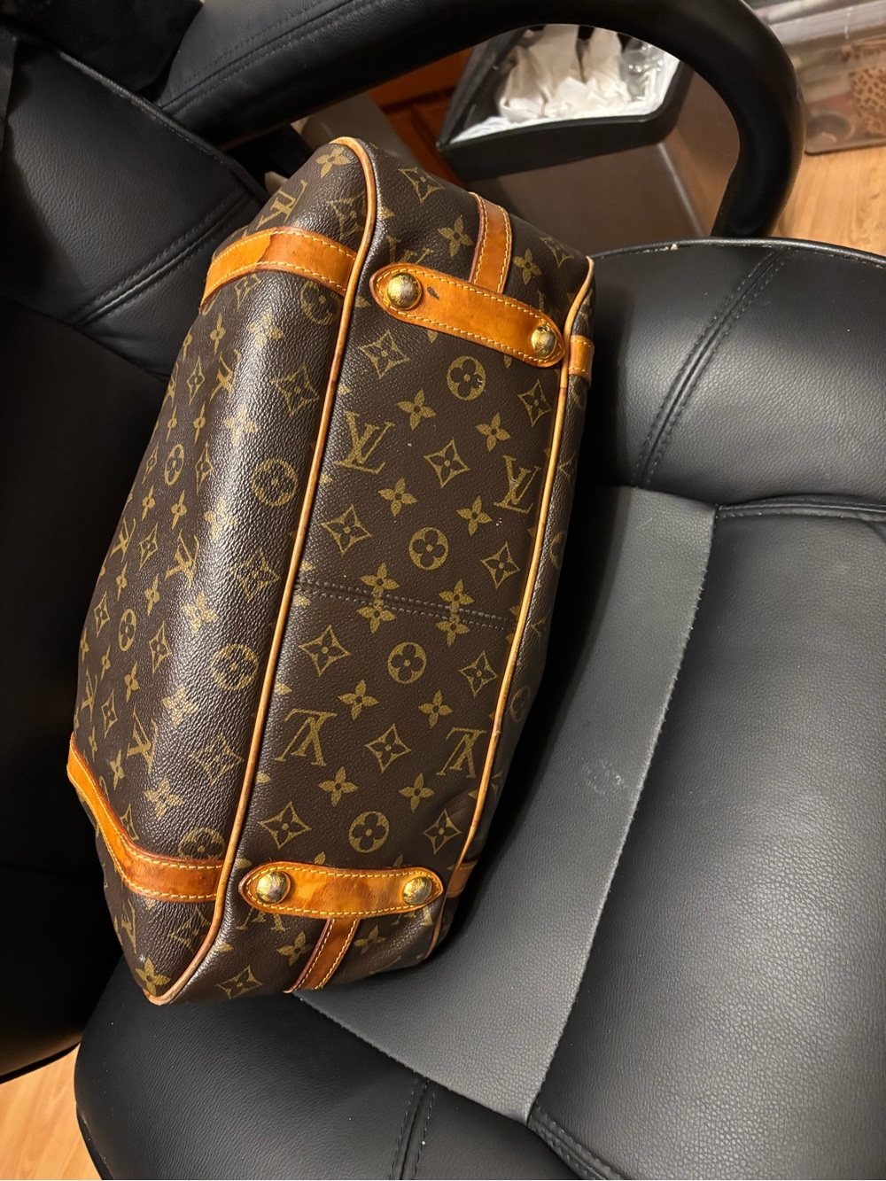 Louis Vuitton Monogram Canvas Satchel with Vachetta Trim - Brown & Tan - Picture 3 of 8